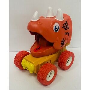 Red Triceratops Dinosaur Press N Go Friction Monster Truck 5" Plastic Toy Car